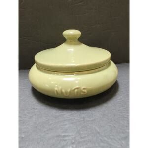 Roseville Pottery Ohio RRP Co Embossed Nuts Bowl Green With Lid.